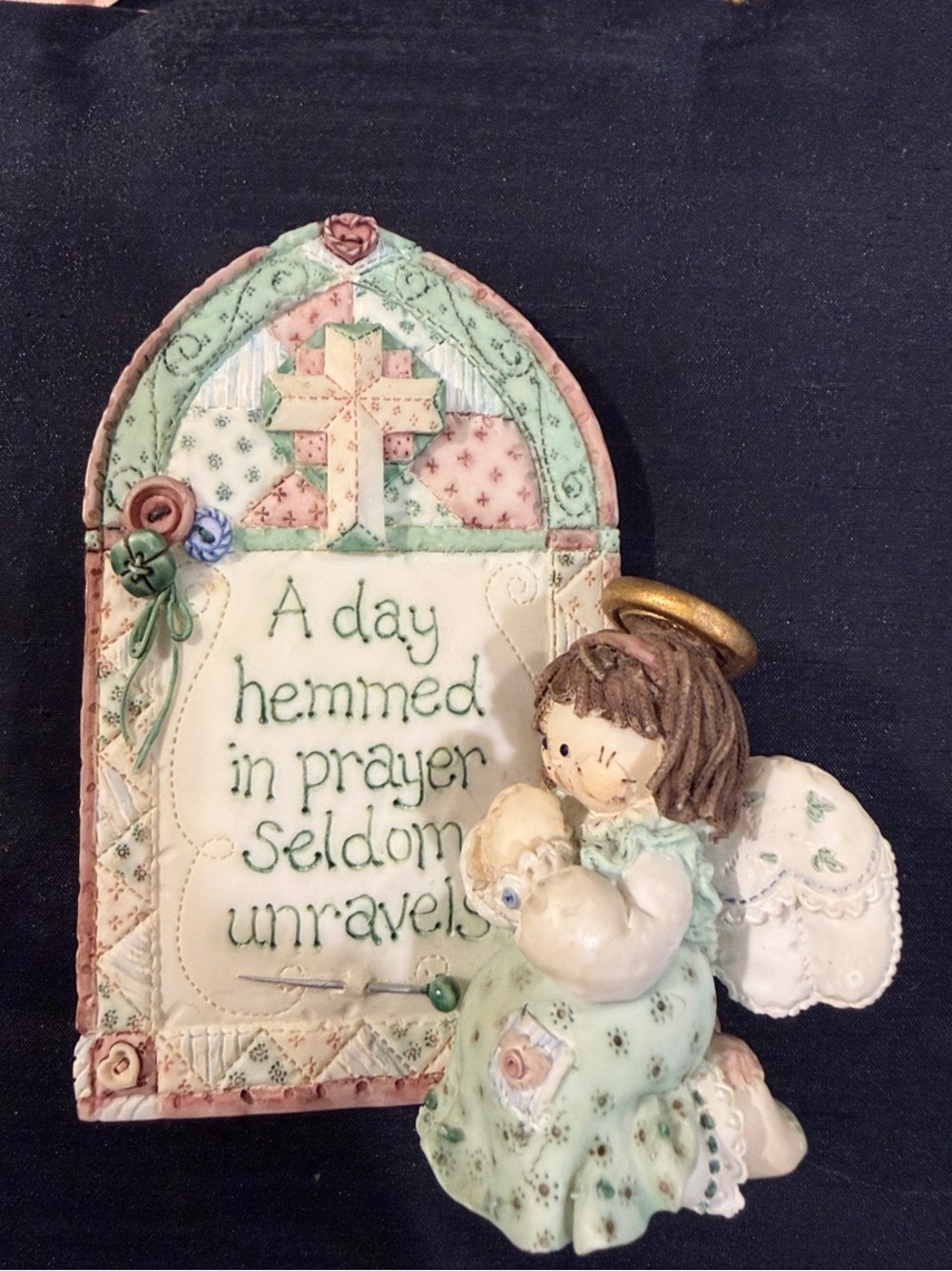 Enesco Decorative Prayer statue with Kneeling Angel - Green